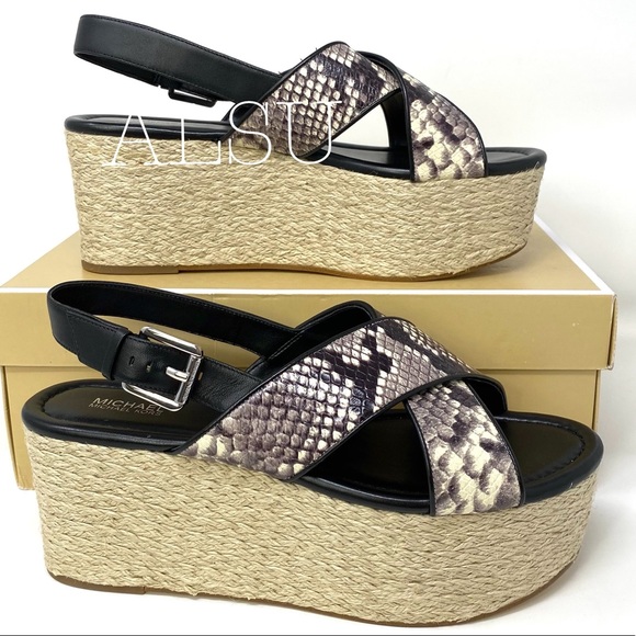 Michael Kors Wmns Sandal Jodi Mid Wedge Le Natural - Picture 4 of 9